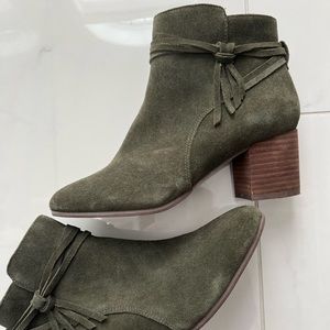 Only worn once, olive green booties!